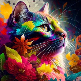 Chat Psychédélique Tableau Coloré Peinture Par Numéro Chats
