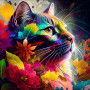 Chat Psychédélique Tableau Coloré Peinture Par Numéro Chats