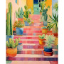 Escalier Mexicain Jardin de Cactus Peinture par Numéro Paysages