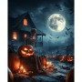 Nuit d'Halloween Le Squelette et la Citrouille Peinture par Numéro Halloween