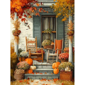 Porche d'Automne Chaleureux Peinture par numero automne