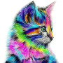 Chat Arc-en-Ciel Tableau Félin Coloré Peinture Par Numéro Chats