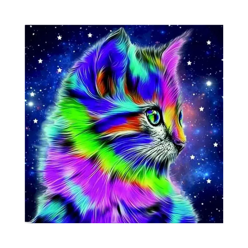 Resultat final du tableau Chat Cosmique Tableau Félin Stellaire