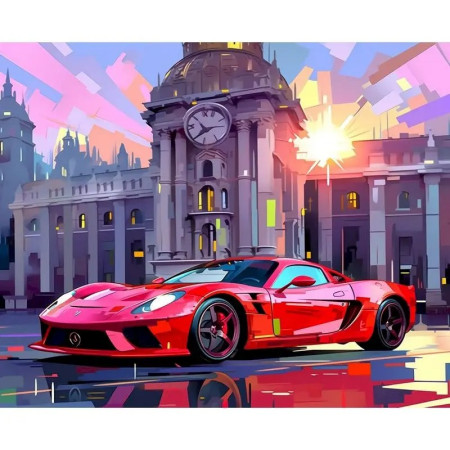 Bolide Rouge & Éclat du Crépuscule Peinture par Numéro Voiture & Véhicules