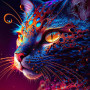 Cosmique Tableau Félin Galactique Peinture Par Numéro Chats