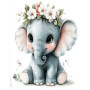 Bébé Éléphant Fleuri Mini peinture par numéro