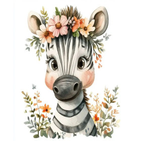 Bébé Zèbre Fleuri Mini peinture par numéro