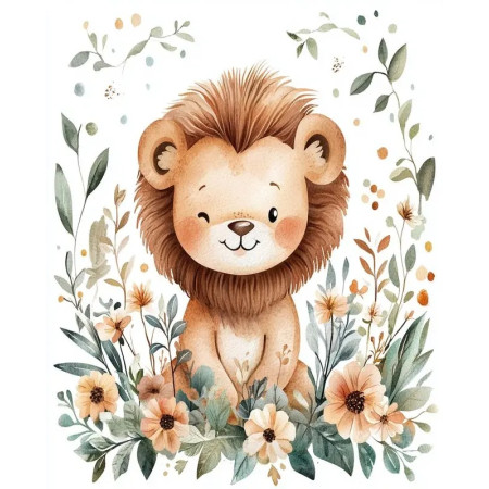 Bébé Lionceau Fleuri Mini peinture par numéro