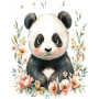 Bébé Panda Fleuri Mini peinture par numéro