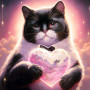 Chat Cupidon Romantique au Cœur de Cristal Peinture par Numéro Saint-Valentin