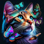 Papillon Tableau Félin Enchanteur Peinture Par Numéro Chats