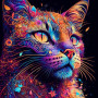Psychédélique Tableau Félin Hypnotique Peinture Par Numéro Chats