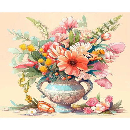 Douceur Florale Tableau Bouquet Vintage Peinture Par Numéro Fleurs