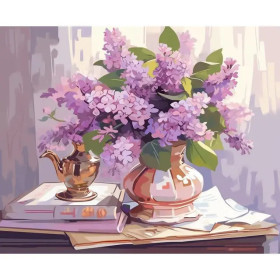 Lilas Enchanteur Tableau Bouquet Printanier Peinture Par Numéro Fleurs