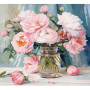 Pivoines Roses : Douceur Florale dans un Bocal Peinture par Numéro Saint-Valentin