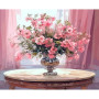 Symphonie Rosée : Bouquet de Fleurs et Vase Argenté Peinture par Numéro Saint-Valentin