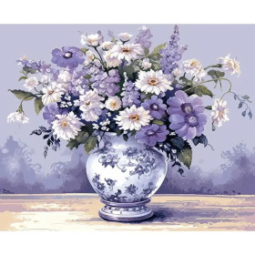 Fleurs Mauve Enchanteur Peinture Par Numéro Fleurs