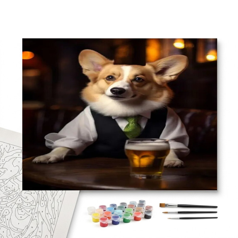 Contenu complet du kit peinture par numero Chien Bentley