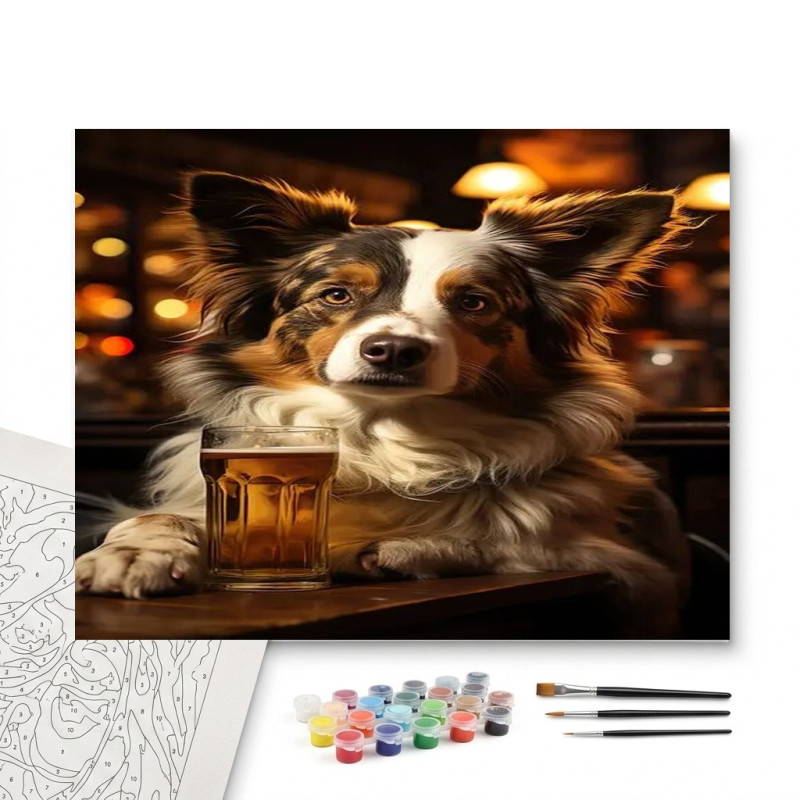 Contenu complet du kit peinture par numero Chien Zeus