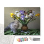 Contenu du kit - Chat Persan Rêveur et Iris Multicolores | Tableau DIY Poétique et Inspirant