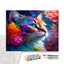 Contenu du kit - Fleuri Enchanteur Tableau Félin Onirique