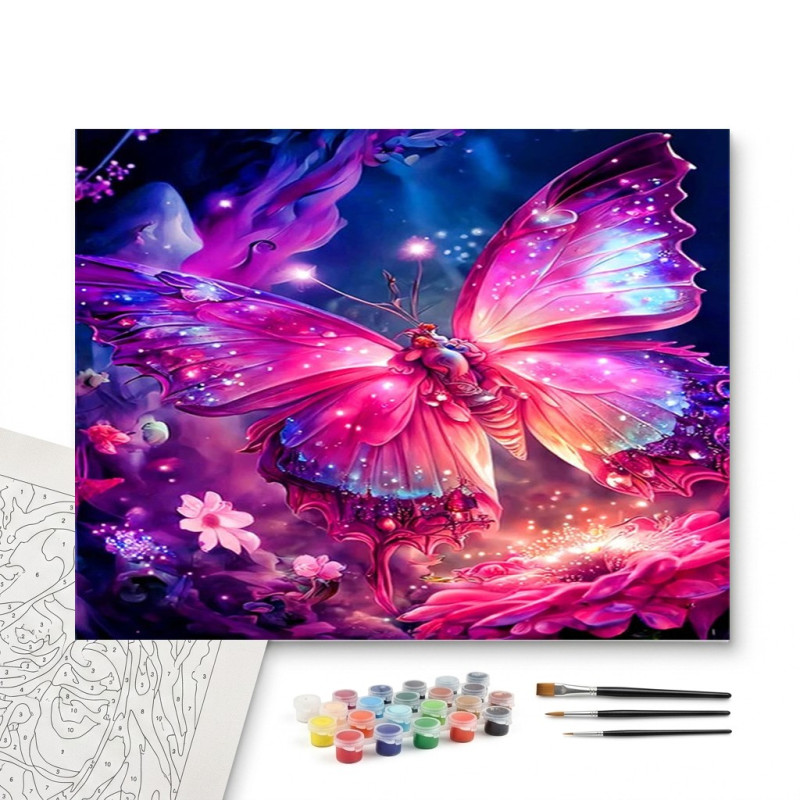 Contenu complet du kit peinture par numero Papillon des Souhaits
