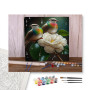 Contenu du kit - Duo d'Oiseaux Arc-en-Ciel sur Fleur Blanche
