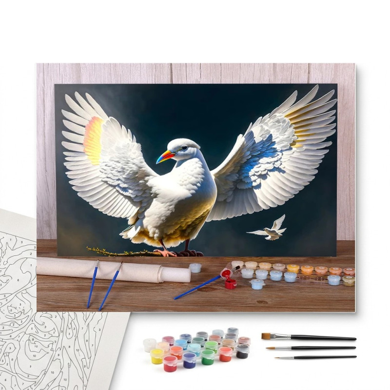 Contenu complet du kit peinture par numero L'Envol de la Liberté
