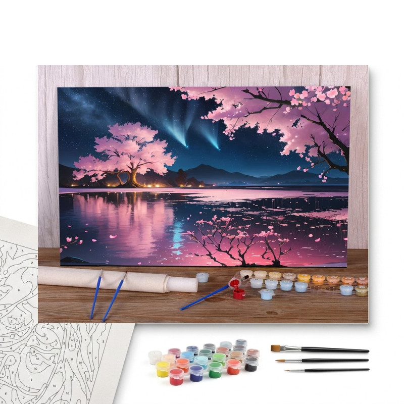 Contenu complet du kit Sakura Nocturne au bord du Lac