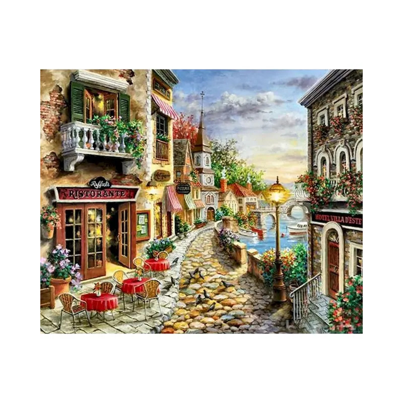 Résultat final de la peinture ruelle italienne et restaurant.