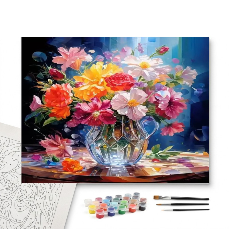 Contenu complet du kit Bouquet de Fleurs en Vase de Cristal
