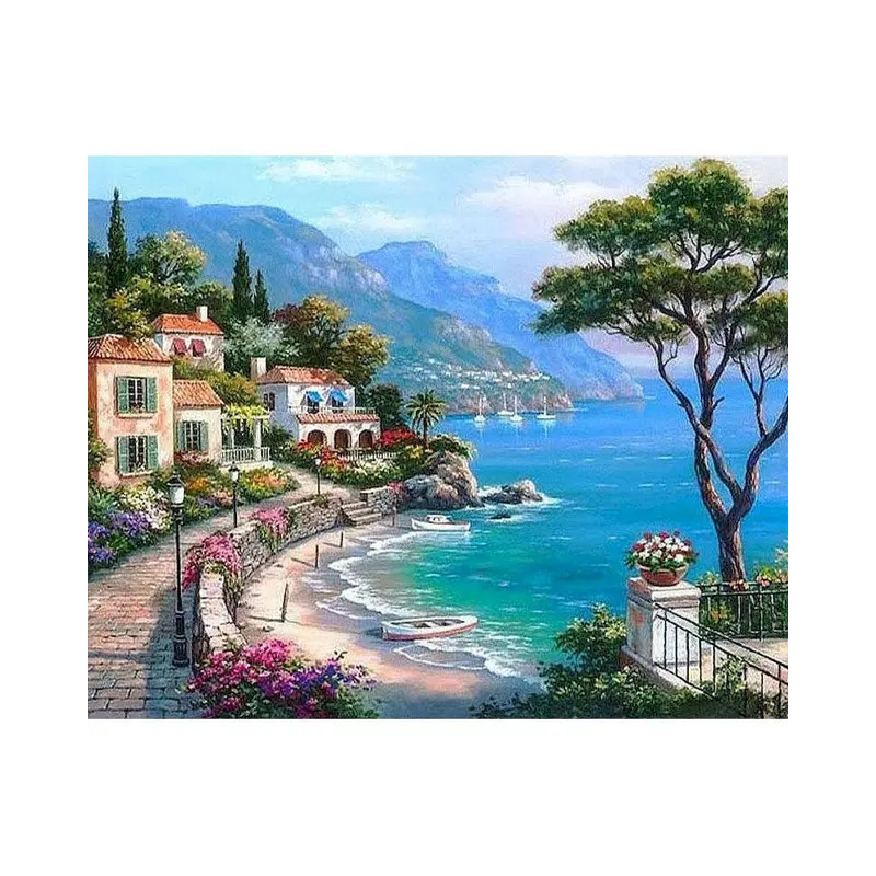 Résultat final de la peinture par numéro Villa Méditerranée