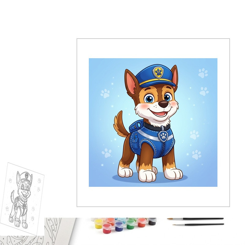 Contenu complet du kit peinture par numero Chase
