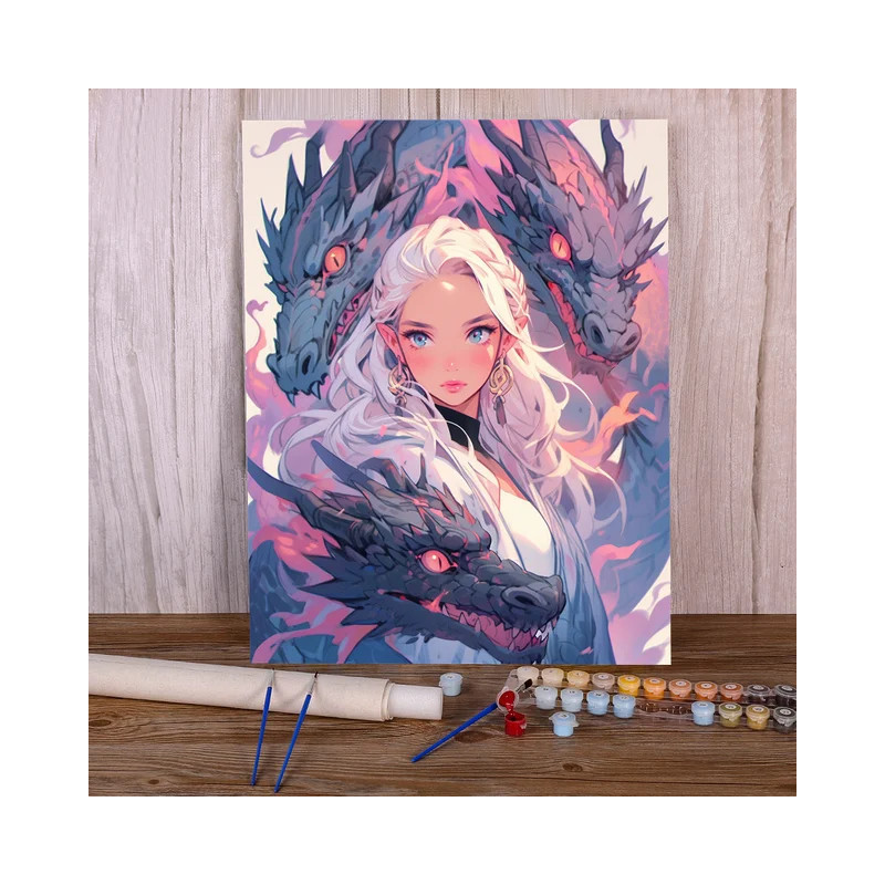 Résultat final de la peinture reine des dragons pastels.