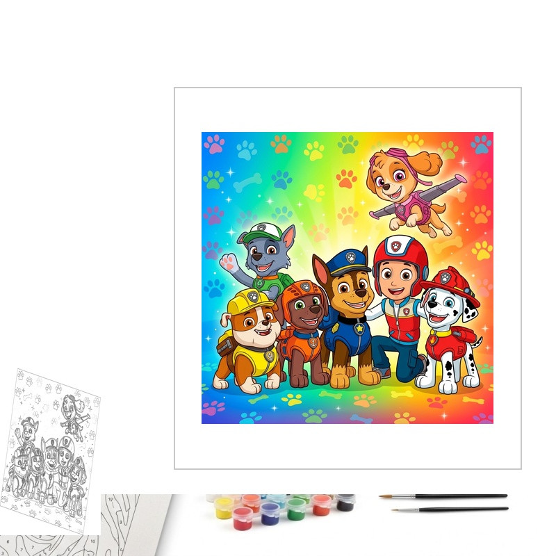 Contenu complet du kit peinture par numero La Pat' Patrouille