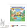 Contenu du kit peinture par numéro Pikachu et Amis sous l'Arc-en-Ciel