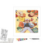 Contenu du kit peinture par numéro Sacha, Ondine, Pierre et Leurs Pokémon au Repos