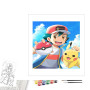Contenu du kit peinture par numéro Sacha et Pikachu : Prêts pour l'Aventure