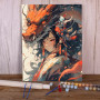 La Gardienne du Dragon de Feu : Style Anime Japonais Peinture Par Numéro Dragons