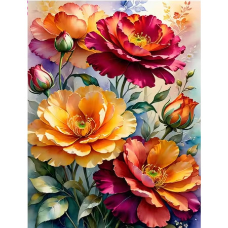 Peinture par Numéro Harmonie de Pivoines de Printemps