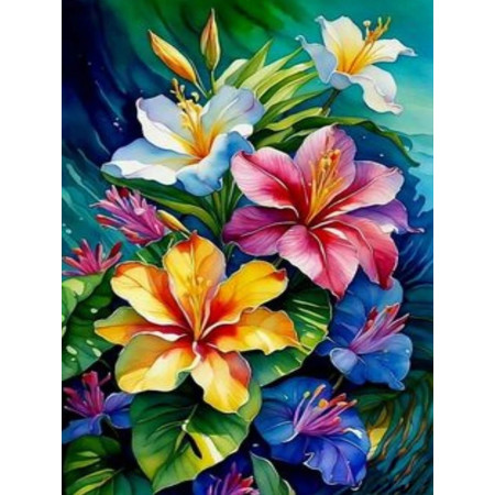 Peinture par Numéro Fleurs de Frangipaniers Délicates