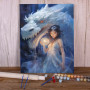 La Gardienne à l'Orbe et le Dragon de Lumière Peinture Par Numéro Dragons