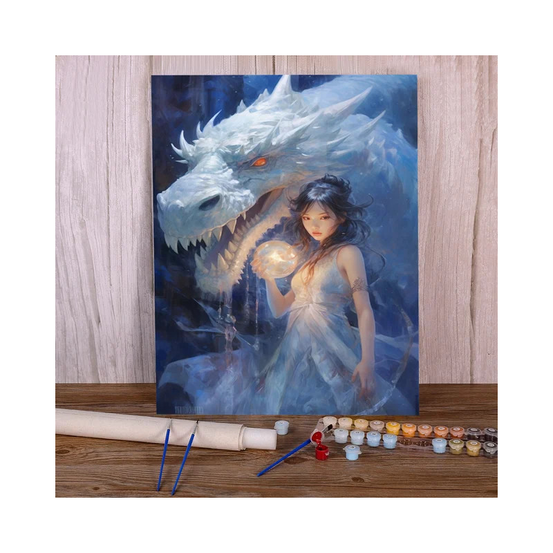 Resultat final du tableau La Gardienne à l'Orbe et le Dragon de Lumière