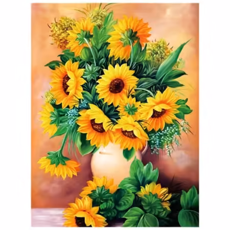 Peinture par Numéro Vase de Tournesols Dorés