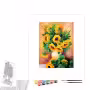 Contenu du kit peinture par numéro Vase de Tournesols Dorés