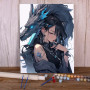 La Gardienne du Dragon Sombre : Style Anime Mystique Peinture Par Numéro Dragons