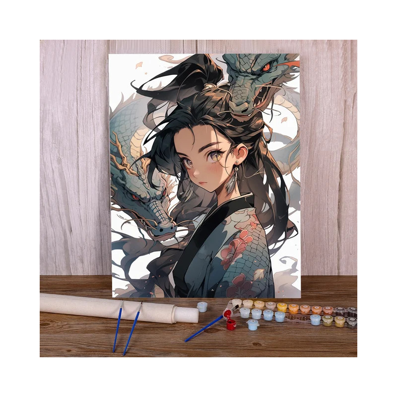 Resultat final du tableau La Gardienne au Kimono et son Dragon Sacré