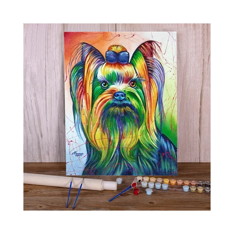 Résultat final du tableau Yorkshire Terrier Pop Art.
