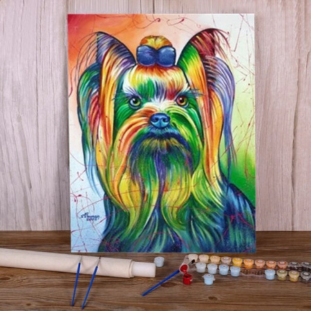 Yorkshire Terrier Multicolore Pop Art Peinture Par Numéros Chiens