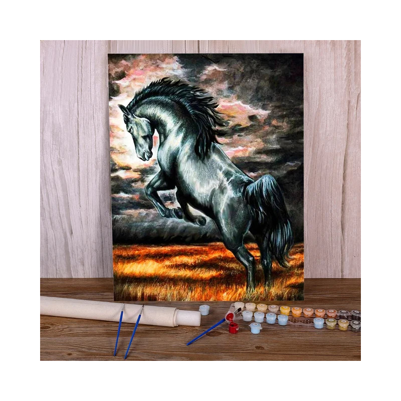 Résultat final attendu pour la peinture Étalon Noir Cabré Sauvage